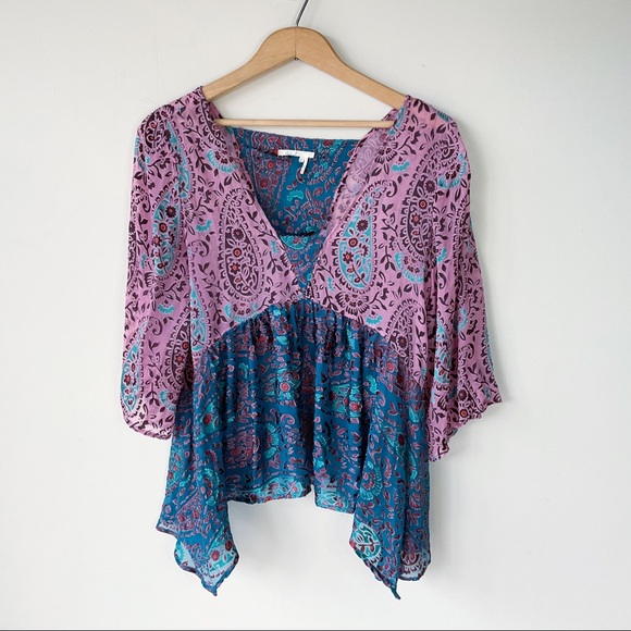 Anthropologie Floreat Valo Burnout Silk Blend Blouse Size M - Picture 2 of 7